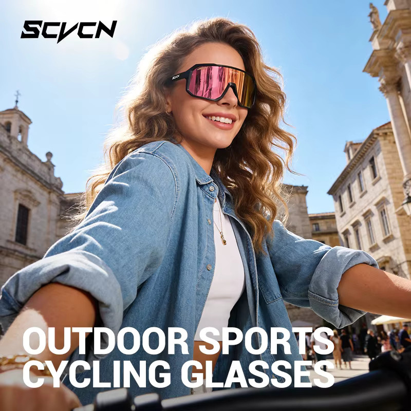 SCVCN Radsport-Sonnenbrille, Unisex, Vollrand, Kunststoff - Bild 2