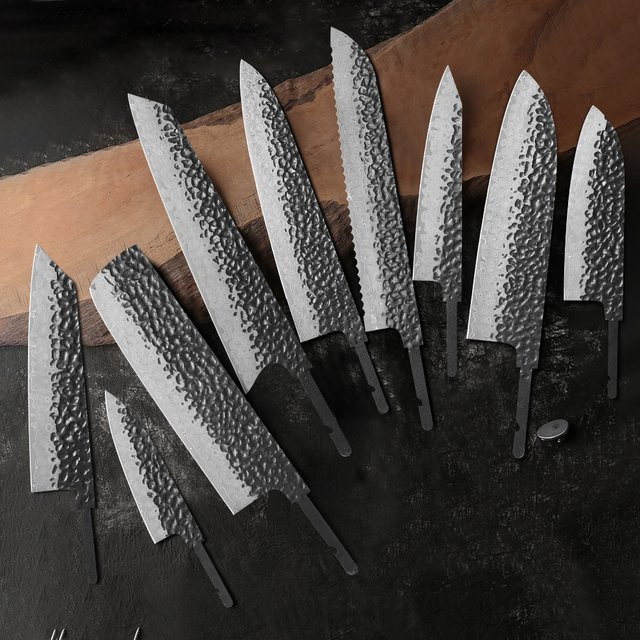 HUAYIGRAND Damaststahl Kochmesser als leere Klinge im japanischen Stil mit Full Tang in Silber - Bild 1