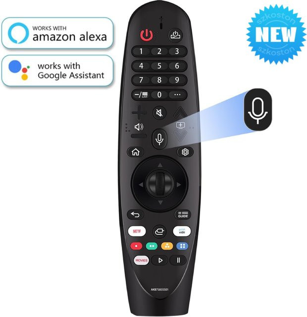 Ersatz-Fernbedienung kompatibel mit LG Smart TV Voice Magic Remote mit Voice Pointer-Funktion für UHD OLED QNED, Farbe: Schwarz - Bild 1