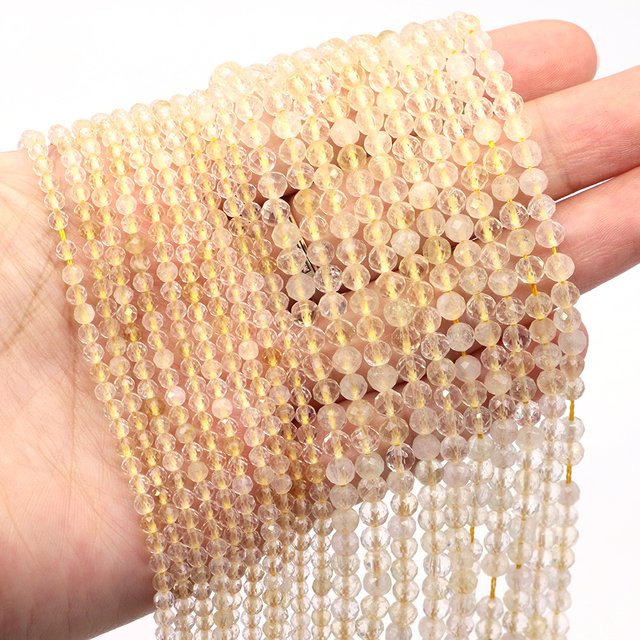 Lose Perlen Citrin Quarz, facettiert, rund, 2mm 3mm 4mm - Bild 1