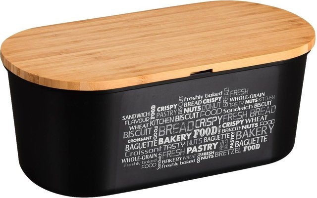 Kesper Brotkasten mit Schneidbrett aus Kunststoff in Schwarz B/H/L: 18 x 14 x 34 cm - Bild 1