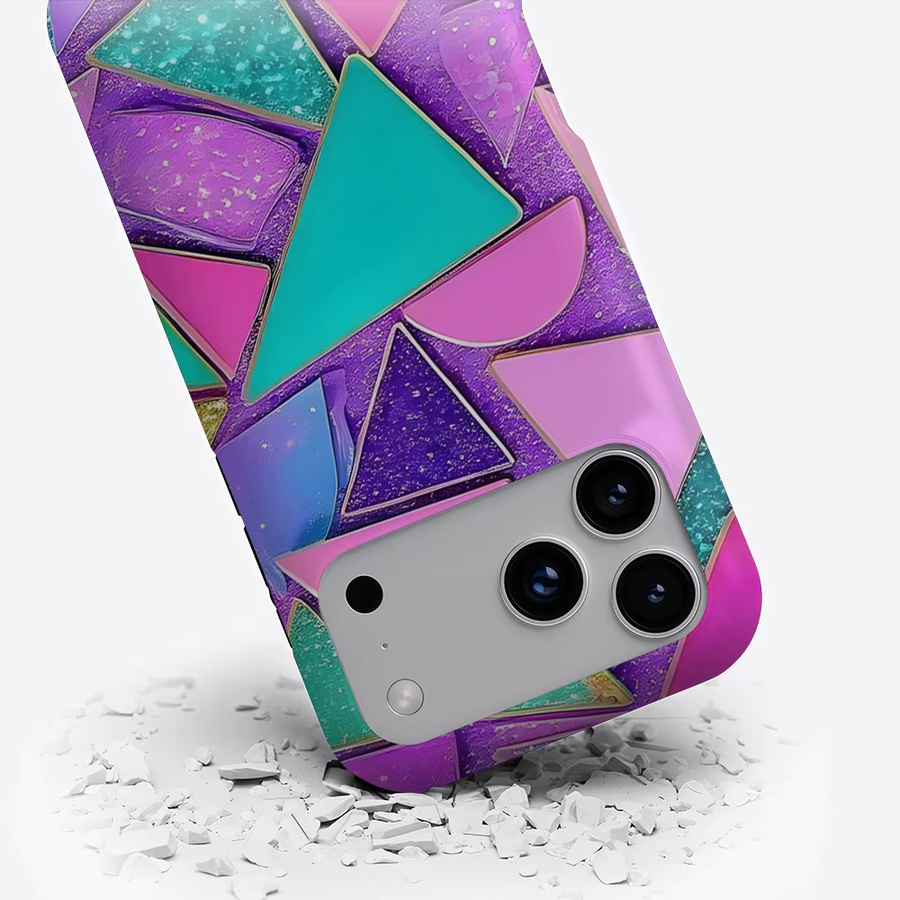 Potdemiel Glitzer-Geometrie-Mosaik Magnetische Handyhülle für iPhone 17 16 15 14 13 Pro Max Plus in Multicolour - Bild 3