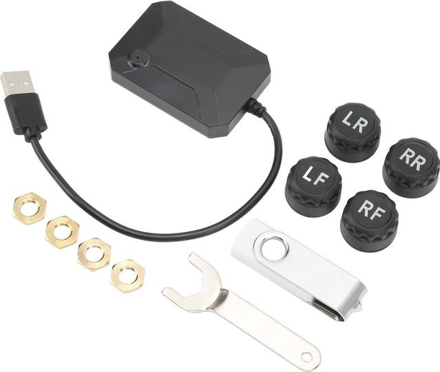 VehicleKit Drahtloses USB Reifendruckkontrollsystem mit Großbildanzeige für Auto und Wohnmobil in Grau - Bild 1