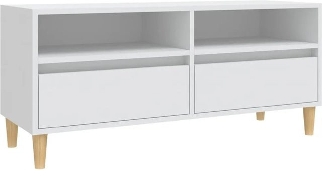 vidaXL TV-Schrank aus Holzwerkstoff und Eukalyptusholz in Weiß, B/T/H: 100 x 34,5 x 44,5 cm - Bild 1