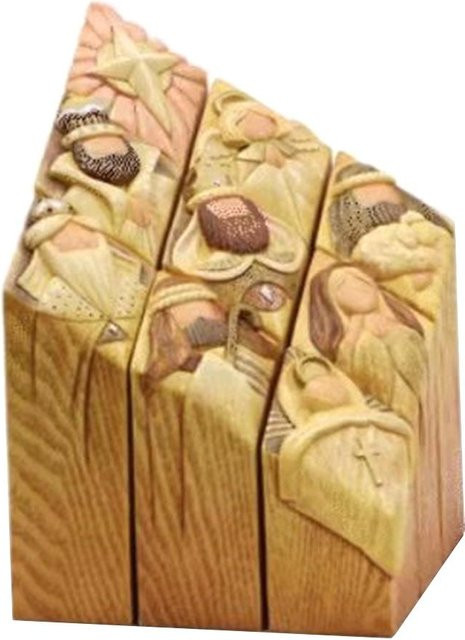 TOMTOP JMS Krippen-Statue Himmel Baum Säule als Desktop-Ornament in Beige - Bild 1