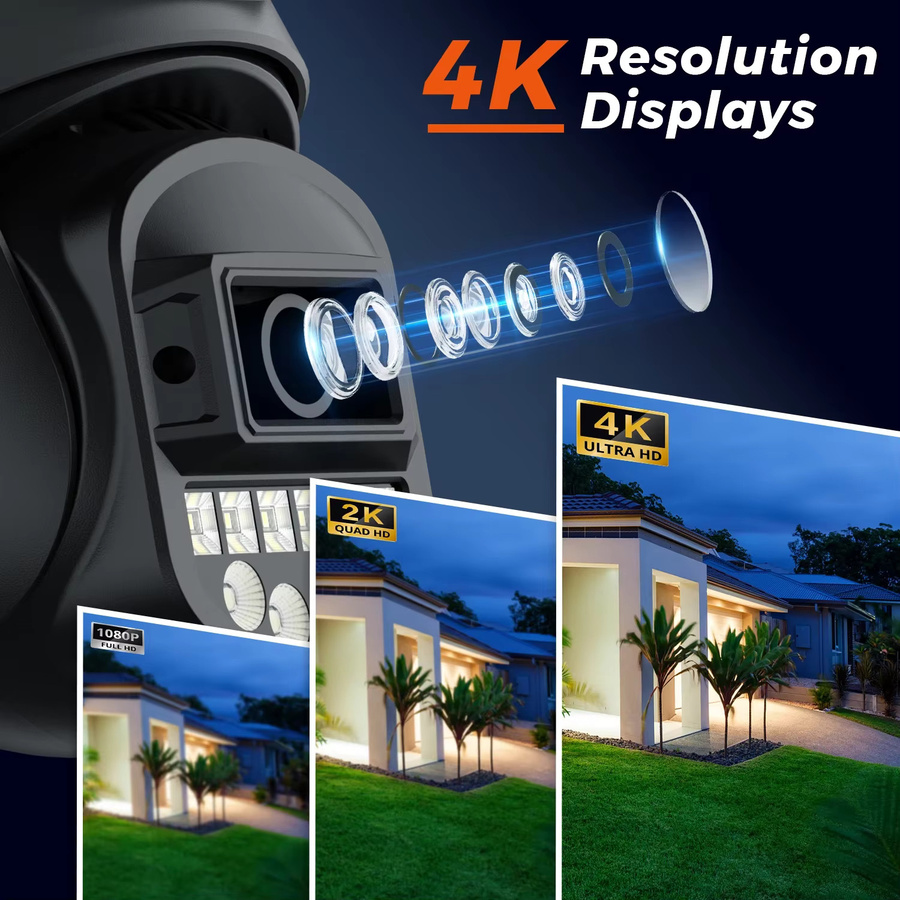 O-KAM PRO WLAN Sicherheitskamera mit Doppellinse und Doppelbildschirm, 10MP 5K HD Außenüberwachungskamera mit Nachtsicht, 2,4G/5G Dualband, Schwarz - Bild 3