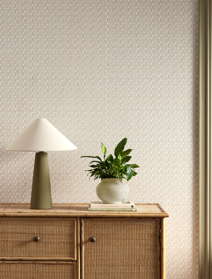Scion Tapete Raft Stripe in Mushroom Beige mit abstraktem Vintage-Streifenmuster aus Vlies - Bild 1