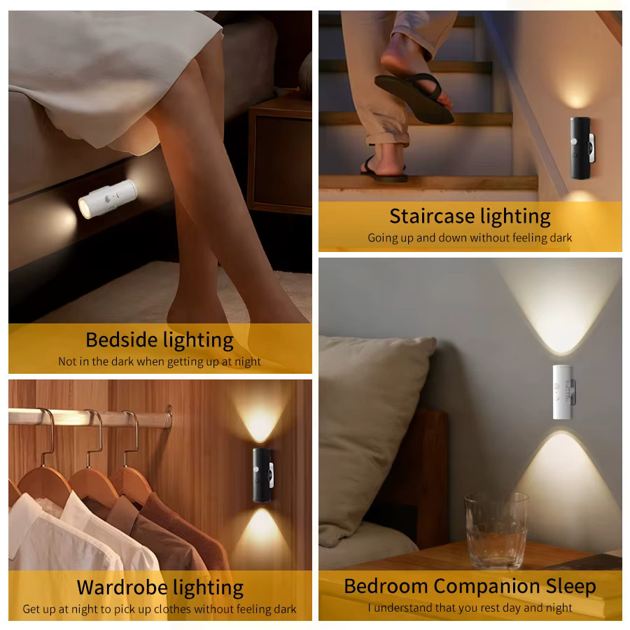 VooVoo LED Wandleuchte mit PIR-Bewegungssensor, wiederaufladbare Up- und Down-Nachtlicht-Lampe in Weiß für Schlafzimmer, Flur und Treppen - Bild 5