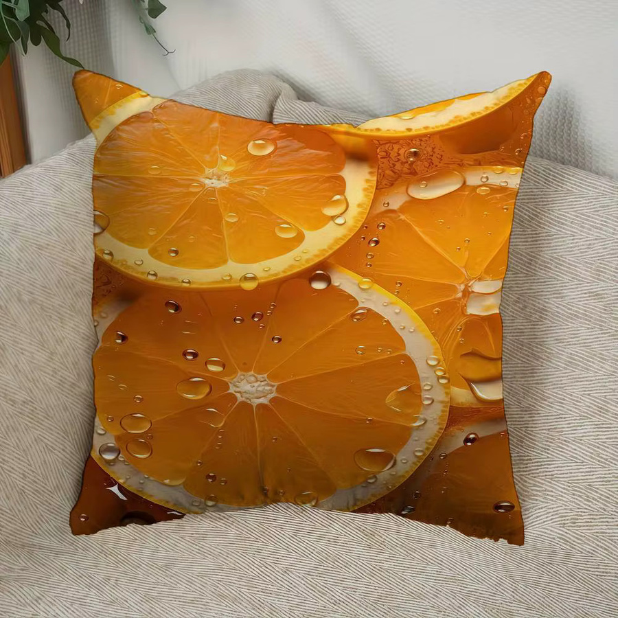 Fruit Series Kissenbezug mit Obst-Motiven Orange, Erdbeere, Apfel und Kiwi für Sofa und Bett, B/B: 45 x 45 cm - Bild 1