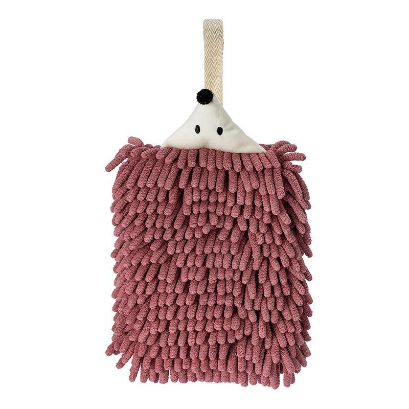 SEEQS Chenille-Handtuch aus Mikrofaser und Baumwolle mit Igel-Motiv in Grau, schnell trocknend und saugfähig mit Aufhängeschlaufe - Bild 2