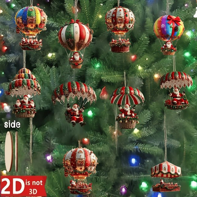 ZQNYCY Weihnachtsmann Fallschirm Weihnachtsbaum Ornamente Multicolor, 2D Weihnachtsdekoration für Indoor und Outdoor, DIY Geschenke für Neujahr und Party - Bild 1
