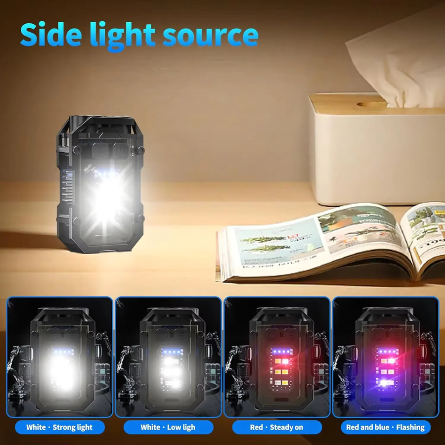 XIWANGFIRE Clip-On Mini-EDC-Taschenlampe mit COB-LED, wiederaufladbar, Schwarz - Bild 5