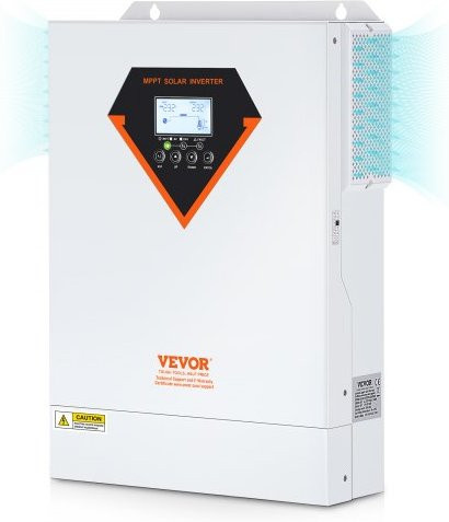 VEVOR Hybrid-Solar-Wechselrichter 5500W 11000VA mit MPPT-Laderegler, Reiner Sinus, LCD-Display und 3 Lademodi, Farbe: Weiß - Bild 1