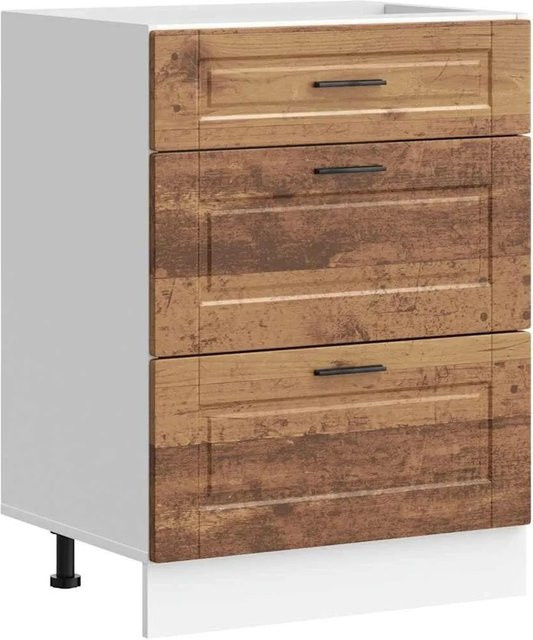 DELUKE Küchenunterschrank SAMU in Altholz-Optik mit Schublade, Farbe: Braun, B/T/H: 60 x 46 x 81,5 cm - Bild 1