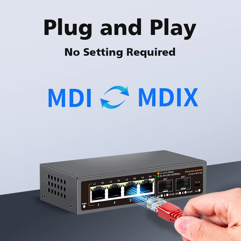 Hisource Unmanaged Ethernet Switch mit 4-Port 2.5G LAN und 2-Port 10G SFP+ in Schwarz - Bild 3