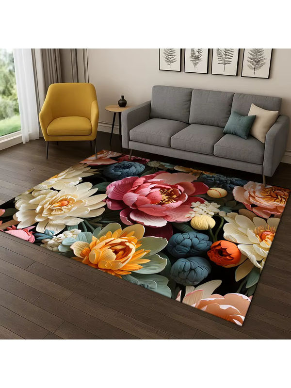 Faviora Rutschfester Teppich mit Blumenmuster in Multicolour für Wohnzimmer, Schlafzimmer und Küche - Bild 2