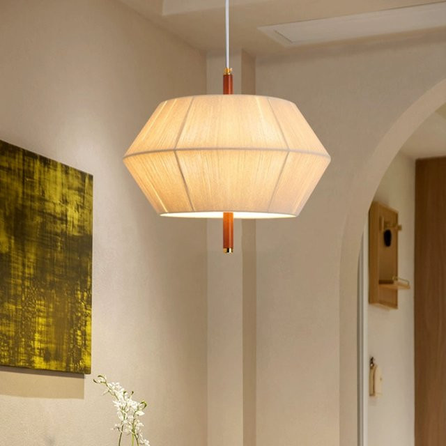 LINCCW LED Retro Pendelleuchte mit Baumwollfaden und Holzdetails für Wohnzimmer, Esszimmer oder Schlafzimmer - Bild 1