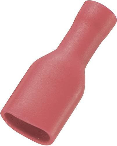 TRU Components Flachsteckhülse 737698 Rot, Steckbreite: 6,35 mm, Steckdicke: 0,8 mm, 180° Vollisoliert, 50 Stück - Bild 1
