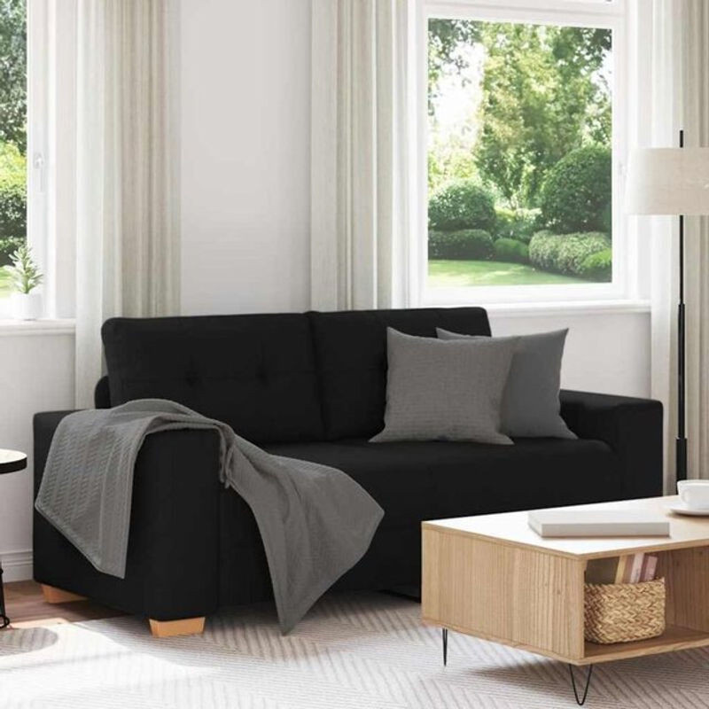 Modernes 2-Sitzer-Sofa aus Stoff von vidaxl in Schwarz, Breite: 140 cm - Bild 1