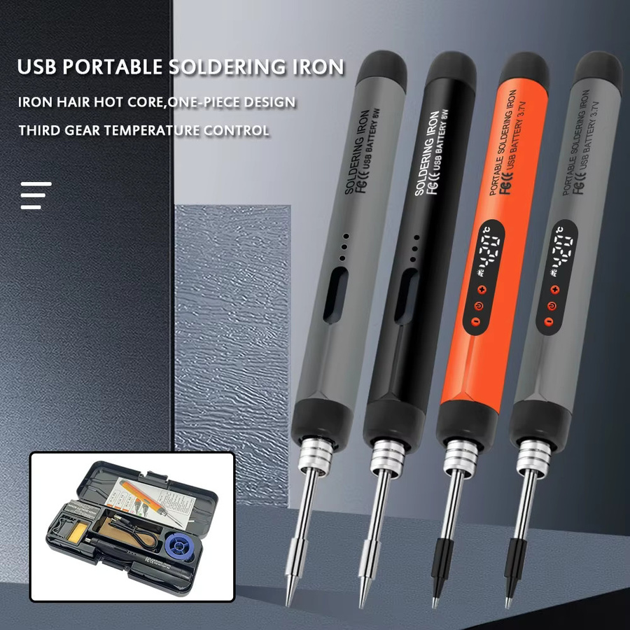 USB Wireless Digital Electric Lötkolben Kit mit einstellbarer Temperatur 300-450 ℃, kabelloses Schweißlötwerkzeug in Orange und Multicolour - Bild 1