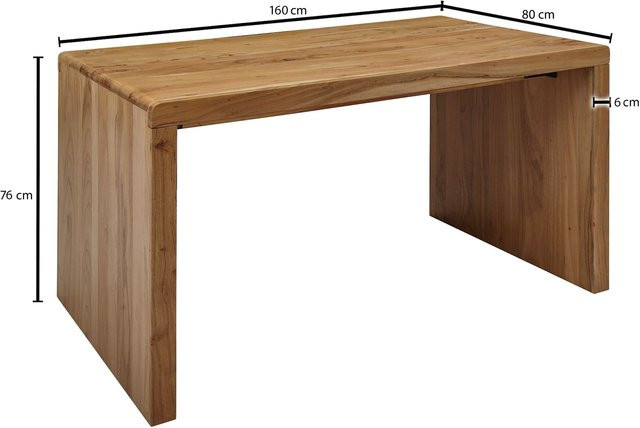 FineBuy Schreibtisch aus Akazie und Sheesham Massivholz in Braun, B/T/H: 160 x 80 x 76 cm - Bild 1
