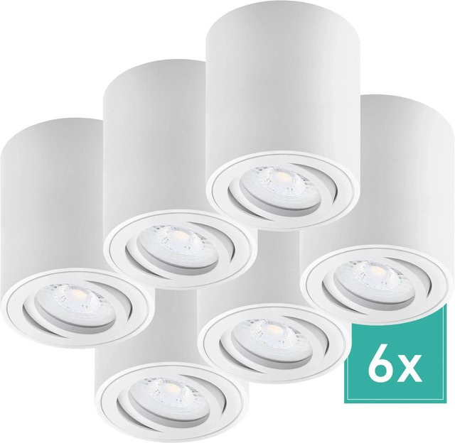 Oktaplex 6er Set Alu Deckenspots Lile M in Weiß, schwenkbar mit LED-Modulen, Neutralweiß 4000K, 230V - Bild 1