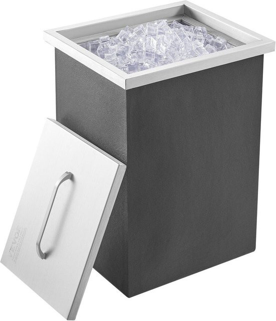 Buying Solutions MB Einbau-Eiskühlbox aus Edelstahl mit Deckel und Abfluss, Silber, B/T/H: 30,5 x 35,6 x 45,7 cm - Bild 1