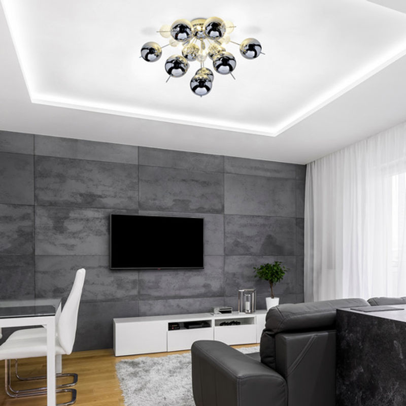 Näve Deckenleuchte aus Metall und Glas in Chrom und Transparent, rund - Bild 4