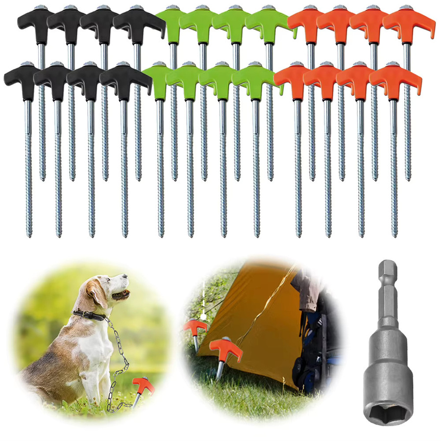 VKTECH M8 Leuchtende Spiralheringe aus Kohlenstoffstahl in Grün für Outdoor-Camping auf hartem Boden, 8/16 Stück - Bild 3