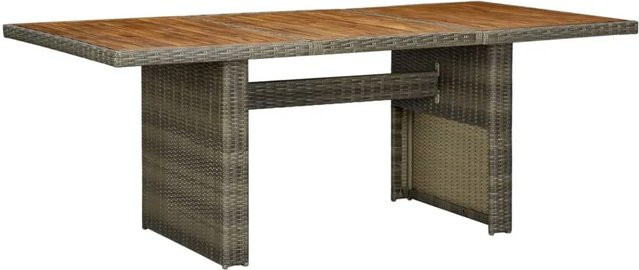 vidaXL Gartentisch aus Poly Rattan und Akazie Massivholz in Braun, rechteckig für den Außenbereich, B: 200 cm, H: 74 cm, T: 100 cm - Bild 1