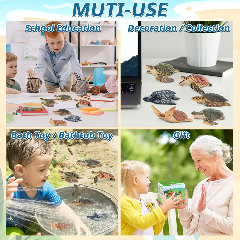 Toymany Meeresschildkröte Figuren, Ozean Tier Modell, 6-teiliges Set - Bild 5