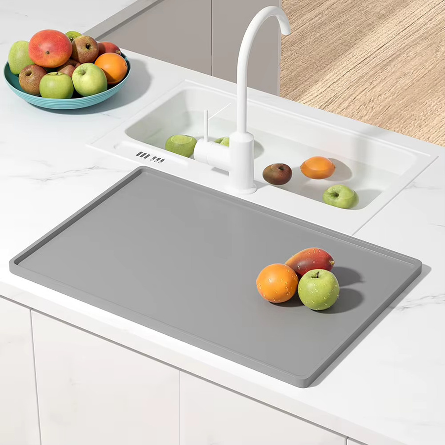LAIMANEI Silikon Abtropfmatte für Espressomaschinen-Station, rutschfest und hitzebeständig, Grau oder Schwarz, B/T/H: 47,0 x 1,5 cm - Bild 4