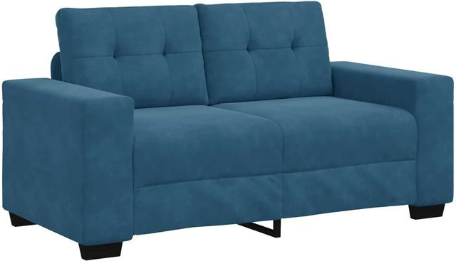 vidaXL Zweisitzer-Sofa aus Samt mit Kissen in Blau, B/T/H: 160 x 77 x 82 cm - Bild 1