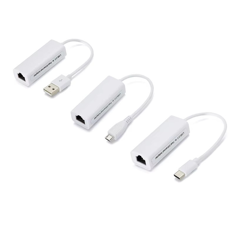 OULLX USB-C und Micro USB 2.0 auf RJ45 Ethernet LAN Adapter, 100 Mbit/s Netzwerkkartenkonverter, Weiß - Bild 3
