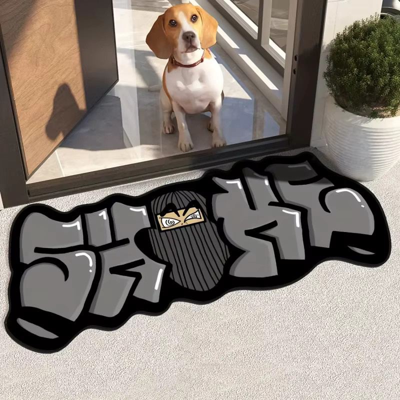 VIKAMA Unregelmäßiger Cartoon-Teppich im Street-Style, rutschfest und waschbar für Schlafzimmer und Flur - Bild 2
