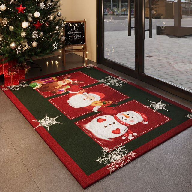 VIKAMA Weihnachts-Bodenmatte mit Grafikdesign, rutschfest und schmutzabweisend, Mehrfarbig, B/T: 60 x 40 cm - Bild 1