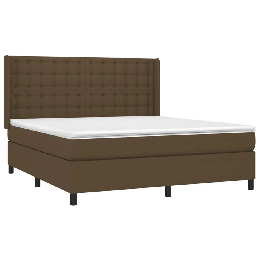 vidaXL Boxspringbett mit Matratze in Dunkelbraun, Hybridbett mit LED-Unterbettbeleuchtung und USB-Ladeport, B/T: 160 x 200 cm - Bild 2