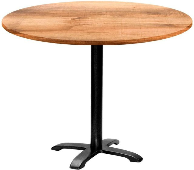 RestooTab Tisch Bazila rund, Eiche/Braun mit schwarzem Gestell, Höhe: 74 cm, Durchmesser: 110 cm - Bild 1