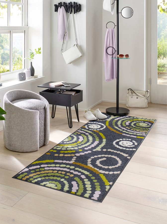 Runde rutschhemmende Fußmatte von Heine Home in Anthrazit mit grafischem Design aus Polyamid und Gummi - Bild 2