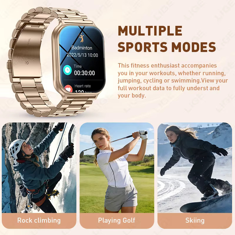LIGE Smartwatch, Edelstahl, Schwarz, Unisex - Bild 6