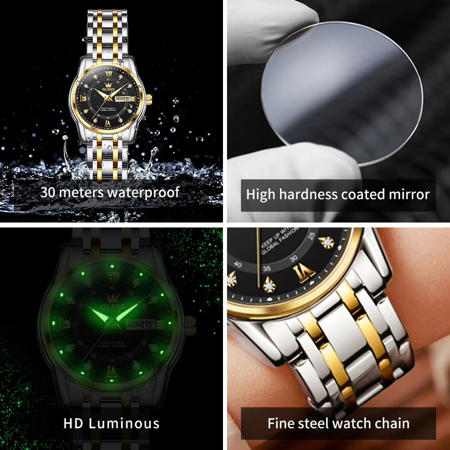 OLEVS Armbanduhr, Quarz, Edelstahl, Gold, Damen - Bild 5