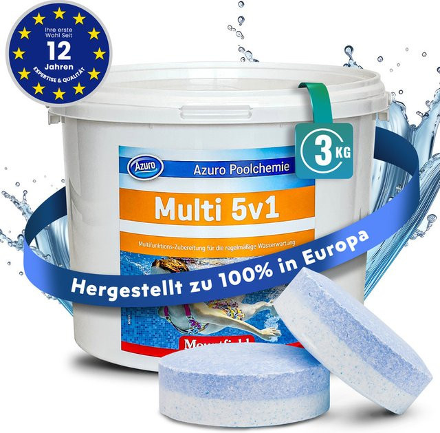 Azuro 5 in 1 Chlor Multitabs zur Desinfektion für Pools, 200 g - Bild 1