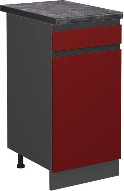 Vicco R-Line Küchenunterschrank mit Schubladen und Türen, Rot/Anthrazit, Breite: 40 cm, Höhe: 81,6 cm, Tiefe: 60 cm - Bild 1