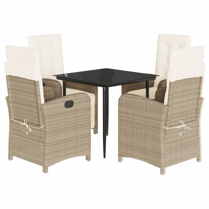 Vidaxl Gartenmöbel-Set aus Polyrattan mit 5 Teilen und Kissen, Beige - Bild 3