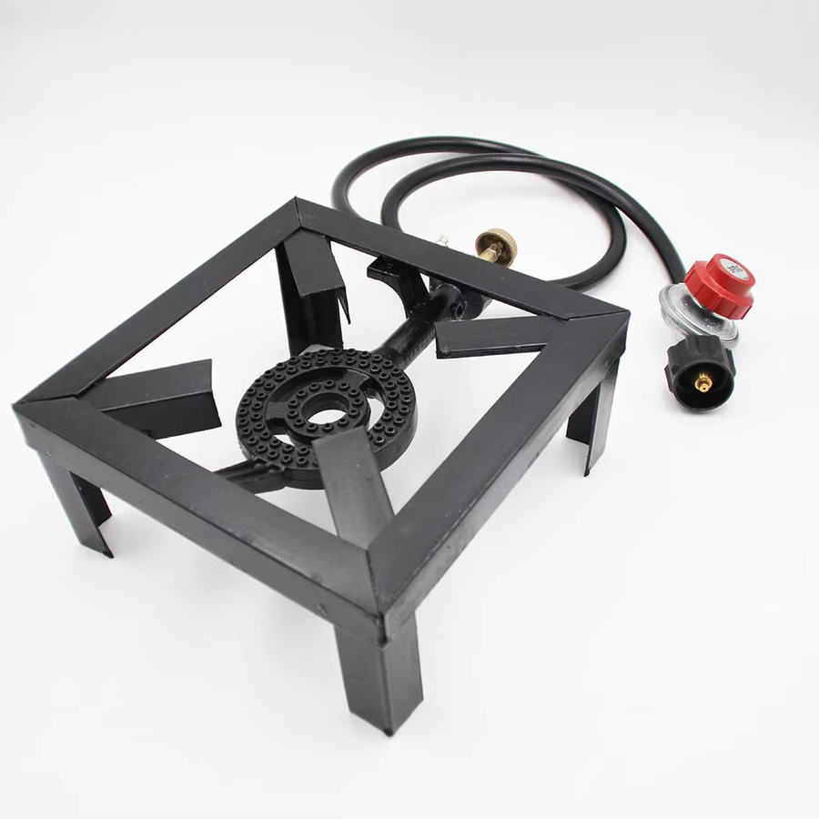 Tomshoo 8KW Gusseisen Propangas-Herd in Schwarz, tragbarer Outdoor-Campingkocher mit Schlauch und Regler - Bild 5