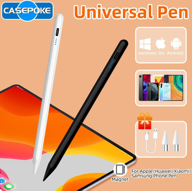 CASEPOKE Universeller Stylus-Stift in Weiß für iPhone, Samsung, Huawei, Lenovo, OPPO, VIVO, Xiaomi und Redmi mit 2 Ersatzspitzen - Bild 1