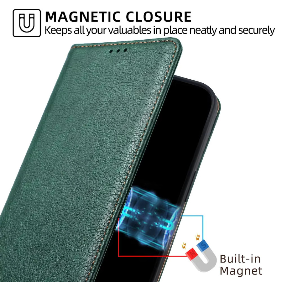 Business Leder Brieftasche Handyhülle für Xiaomi Poco X6 C65 C51 C50 M6 F5 M2 Pro M5S M4 X3 GT mit Kartenfächern und Magnetverschluss in Blau oder Grün - Bild 5
