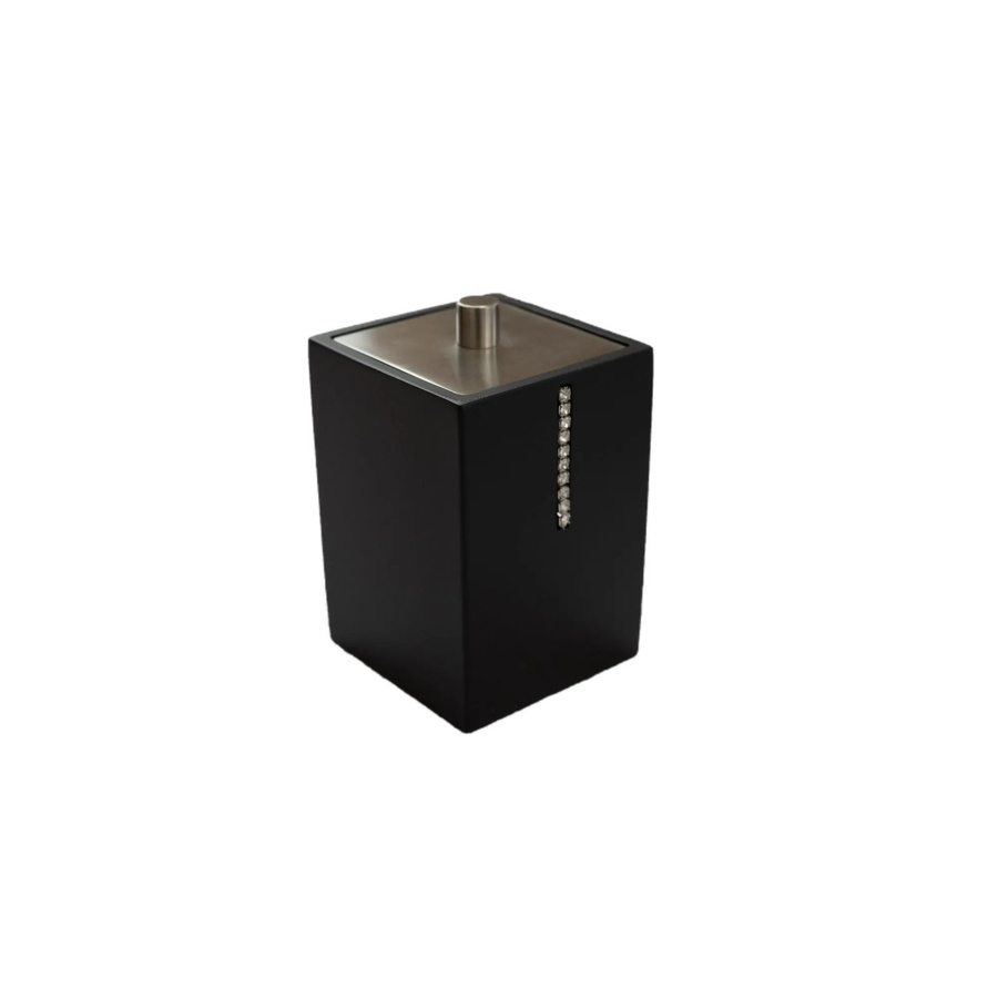 Bagnoxx Wattepadhalter Schwarz mit Dekosteinen B/T/H: 7 x 7 x 10 cm - Bild 2