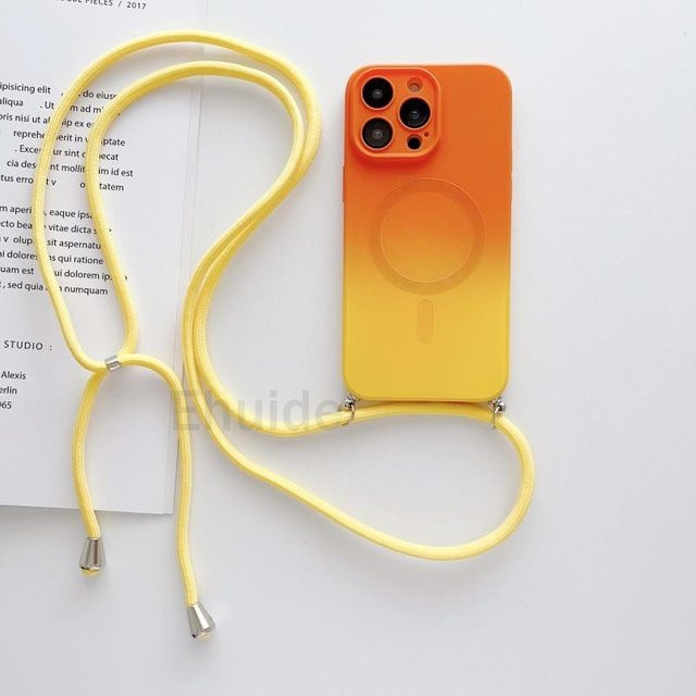 MagSafe Crossbody Lanyard Hülle für Samsung Galaxy S24 Ultra S23 FE S21 S20 S25 Plus Note 20 mit Farbverlauf und Linsen-Abdeckung in Multicolour/Transparent - Bild 1