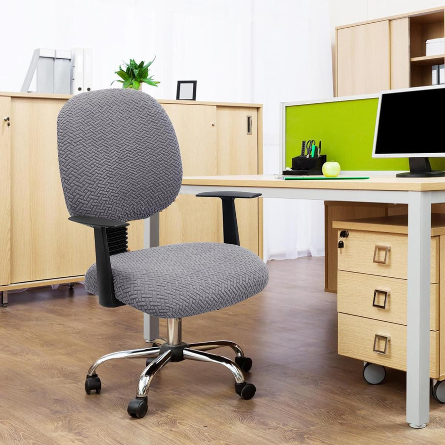 Waschbare Jacquard Bürostuhl Hussen für Schreibtischstühle und Drehstühle, Grau, Dehnbar und Abnehmbar - Bild 1